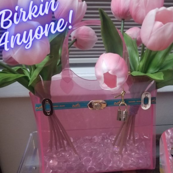 Acrylic Designer Upcycled Vase Hermes Birkin - Picture 1 of 3